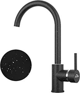 Grifo Cocina Negro con Aireador desmontable, Caño Alto Giratorio 360 grados por 24,99€