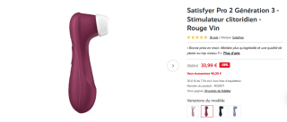 Satisfyer Pro 2 Génération 3 - Stimulateur clitoridien - Noir à 33,99€