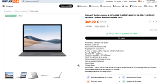 Microsoft Surface Laptop 4 5BT-00042 i5-1135G7 8GB 512 GB SSD 13.5 Táctil Windows 10 Home Platinum Teclado Suizo por 369€