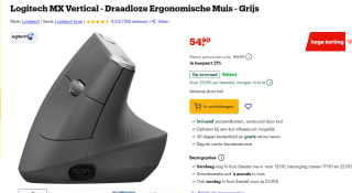Logitech MX Vertical ergonomische muis voor €54,90 bij Bol
