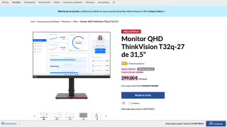 Monitor QHD ThinkVision 31,5" por 299€