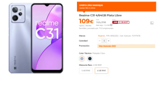 Movil Realme C31 4/64GB Plata Libre por 109€