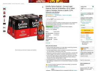 72 Botellas Estrella Galicia Especial 3 Pack de 24 Botellas x 25 cl Aroma a Lúpulo 5,5% Vol. Alcohol por 30,64€