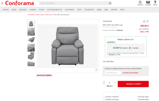 Sillón GARY relax eléctrico Gris claro por solo 156,19€
