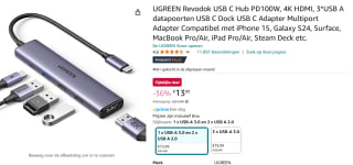 UGREEN Revodok USB C Hub PD100W voor €13,99 bij Amazon