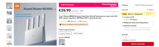 Routeur Wifi Xiaomi BE3600 - Wifi 7, Mesh, 2.5Gbps WAN, 3 ports Ethernet 1Gbps à 35,90€