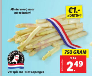 Asperges 750 gram voor € 2,49 bij de Lidl