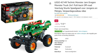 LEGO Technic Monster Jam Dragon - 42149 voor €11,99 bij Amazon.nl