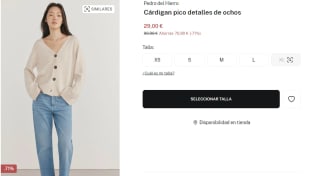 Cárdigan de pico con detalles de ochos para Mujer Pedro del Hierro por 29€