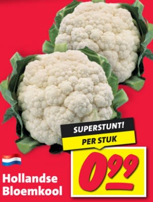 Bloemkool voor €0,99 bij Nettorama en Boni