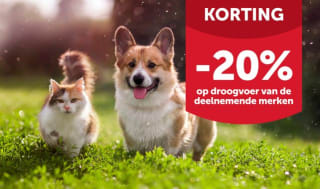 20% korting op droge honden- en kattenbrokken bij Aveve