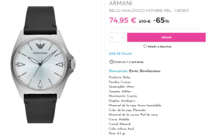 Reloj Analogico de Hombre Emporio Armani por 74.95€