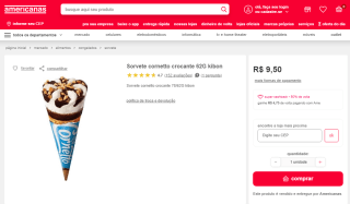 Sorvete da Cornetto Crocante da kibon - R$ 9,50