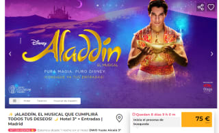 Entrada Aladín el musical + hotel 3* desde solo 75€