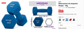Packs 2 Mancuernas de neopreno Wueps de 4kg por 26,90€