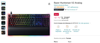 Teclado Razer Huntsman V2 Analog por $2,259 en Amazon