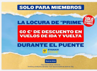 -60€ puente de Mayo miembros Ryanair en Vuelos ida/vuelta.