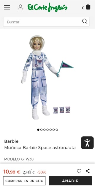 Muñeca Barbie Space astronauta por 10,98€.