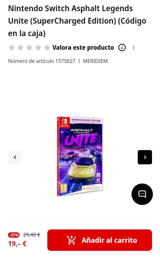 Asphalt Legends Unite Nintendo Switch por 19€.