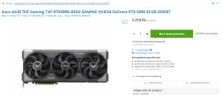 ASUS TUF Gaming GeForce RTX 5090 32GB GDDR7 OC Edition voor €3.210,76 bij Max ICT