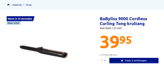 BaByliss 9000 Draadloze Krultang voor €39,95 in de Action webshop