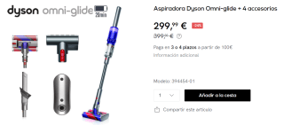 Aspiradora Dyson Omni-glide + 4 accesorios por 299.99€