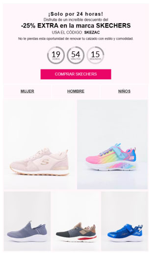 -25% EXTRA en SKECHERS acumulable hasta -50%