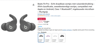 Beats Fit Pro oordopjes voor €159,99 bij Amazon