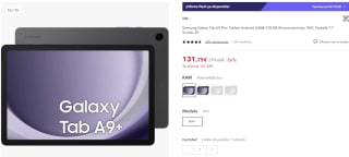 Tablet Samsung Galaxy Tab A9+ Wifi 4GB/64GB por 131,75€ (cuenta nueva por 119,75€)