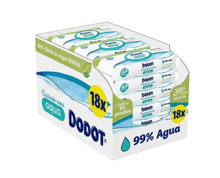 Dodot Toallitas Pure Aqua para Bebé, 99% Agua 100% Fibras de Origen Vegetal 864 Toallitas 18 Paquetes por 38,82€
