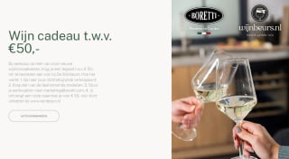 Bij aankoop wijnklimaatkast €50 tegoed voor wijn bij De Wijnbeurs bij Boretti