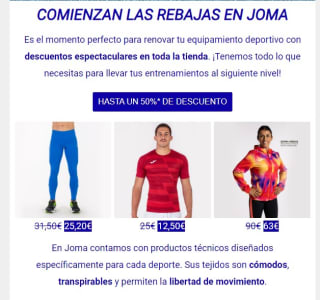 Rebajas de hasta 50% de descuento desde Joma