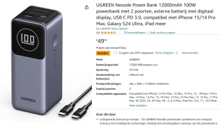 UGREEN Power Bank 12000mAh 100W voor €39,99 bij Amazon