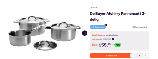 Pannenset 3-delig incl. rvs deksels - De Buyer - Alchimy voor €155,23 bij iBOOD