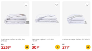 30% op veel beddengoed bij Hema