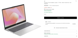 Portátil HP 15s-fc0065ns, Ryzen 7-7730U, 16GB, 512GB SSD, 15,6" por 426,65€