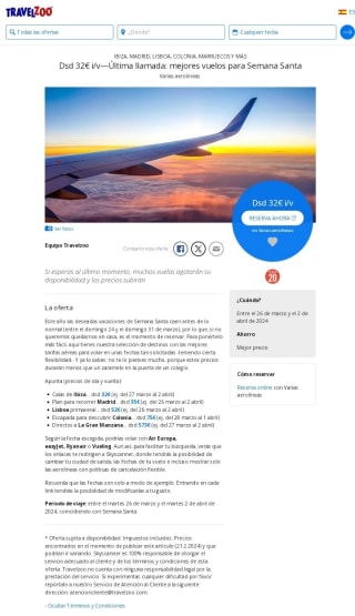 Los Mejores Vuelos para Semana Santa desde 32€ ida/vuelta.