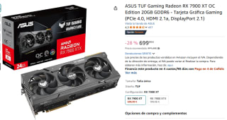 Tarjeta Gráfica Asus TUF Gaming Radeon RX 7900 XT OC 20GB GDDR6 por 699,99€