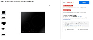 Placa de Inducción Marca Samsung NZ63M3707AK/UR por 237.15€