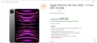 Apple iPad Pro 4th Gen 2022- £749.99