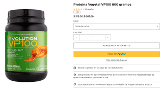 Proteína Vegetal VP100 800g por $518 en Evolution