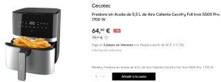 Freidora de aire - 03315 CECOTEC, 1700 W, Inox por 64.9€