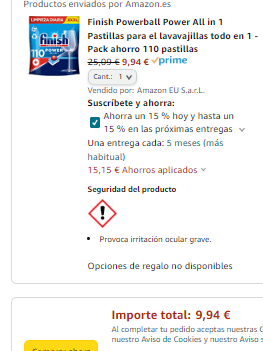 Precios mínimos pastillas lavavajillas Finish Amazon