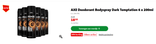AXE Dark Temptation Deodorant Bodyspray - 6 x 200 ml - Voordeelverpakking voor €18,22 bij de Jumbo