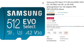 Samsung EVO Select 512 GB microSDXC voor €29,99 bij Amazon.nl