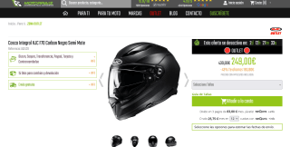 Casco Integral HJC F70 Carbon Negro Semi mate por solo 249€