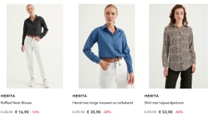 Kortingscode voor 15% extra korting op Hêrita dames overhemden tot 45% korting bij Secret sales