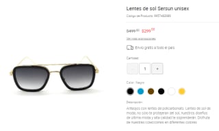 Lentes de Sol Sersun Unisex por $299 en Liverpool