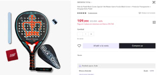 Pala Pádel Black Crown Special 16k Master Game Funda Black Crown + Protector Transparente + Ovegrip por 109€ (cuenta nueva por 97€)