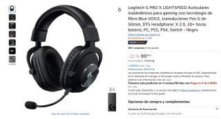 Logitech G PRO X LIGHTSPEED Auriculares inalámbricos gaming por 99,99€